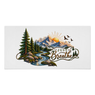 Affiche de montagne et de forêt de nature « Respir