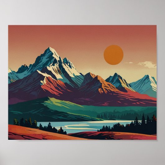 Affiche de montagne panoramique moderne du milieu (Devant)