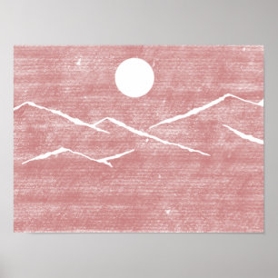 Affiche de montagnes dessinées à la main