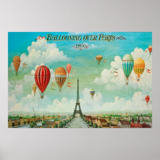 Affiche de montgolfière sur Paris (Devant)