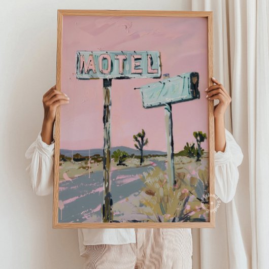 Affiche de motel sur route désertique