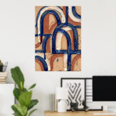 Affiche de motif abstrait à arche bleue (Bureau à domicile)