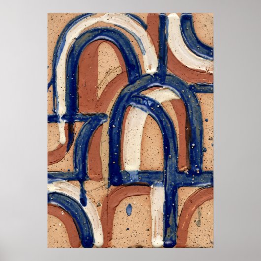 Affiche de motif abstrait à arche bleue (Devant)