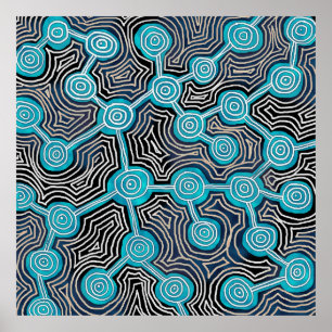 Affiche de motif abstrait d'art moderne Blue Lifel