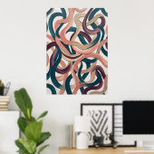 Affiche de motif abstrait de ruban rétro (Bureau à domicile)