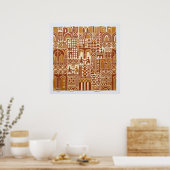 Affiche de motif d'architecture folklorique ocre (Cuisine)