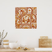 Affiche de motif de café Ochre Folk (Cuisine)