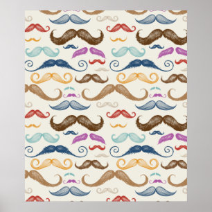 Affiche de motif de moustache de hippie