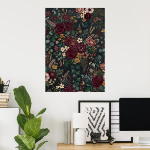 Affiche de motif floral vintage lunatique