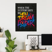 Affiche de motivation de style graffiti « Rêve plu (Bureau à domicile)