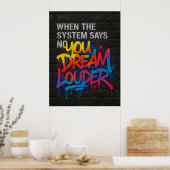 Affiche de motivation de style graffiti « Rêve plu (Cuisine)