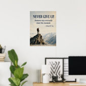 Affiche de motivation drôle Ne jamais abandonner | (Bureau à domicile)