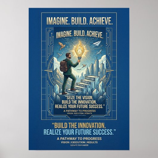 Affiche de motivation Imaginez Construire Réussir (Devant)
