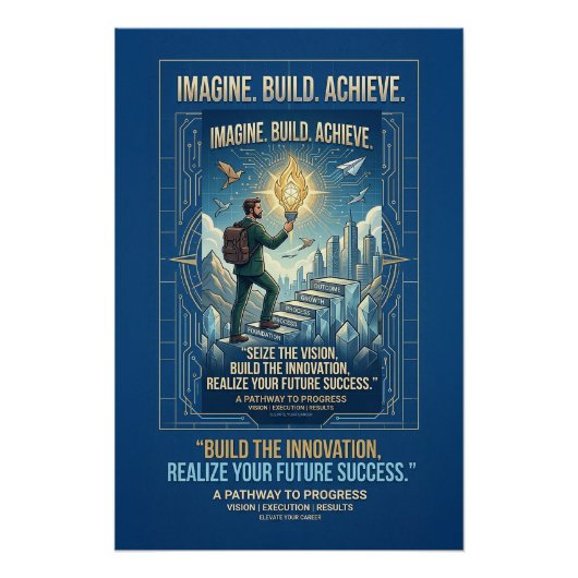 Affiche de motivation Imaginez Construire Réussir (Devant)