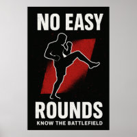 Affiche de motivation MMA Sans Rounds Faciles