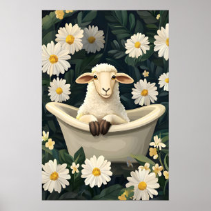 Affiche de mouton dans la baignoire, affiche d'ani