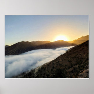 Affiche de moutons paisibles paissant au coucher d