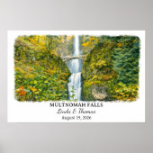 Affiche de Multnomah Falls Oregon, Aquarelle, Pers (Devant)