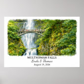 Affiche de Multnomah Falls Oregon, Aquarelle, Sur (Devant)