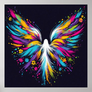 Affiche de mur d'ange abstrait sur papier semi-bri