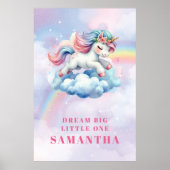 Affiche de mur d'anniversaire de fille licorne arc (Devant)