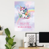 Affiche de mur d'anniversaire de licorne rose viol (Bureau à domicile)
