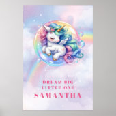 Affiche de mur d'anniversaire de licorne rose viol (Devant)