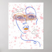 Affiche de mur d'art de ligne de visage abstrait, (Devant)