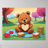 Affiche de mur de pique-nique d'ours en peluche co (Devant)