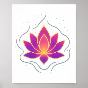 Affiche de mur de yoga de fleur de lotus vibrant