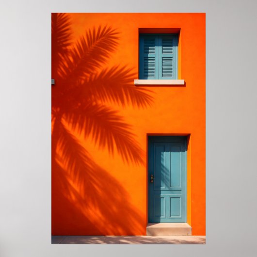 Affiche de mur orange méditerranéen, Palmier côtie (Devant)