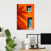 Affiche de mur orange méditerranéen, Palmier côtie (Bureau à domicile)