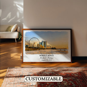 Affiche de Myrtle Beach Caroline du Sud, Aquarelle