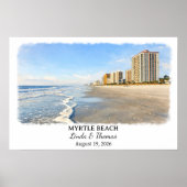 Affiche de Myrtle Beach Caroline du Sud, Aquarelle (Devant)