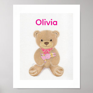 Affiche de naissance personnalisée ourson en peluc