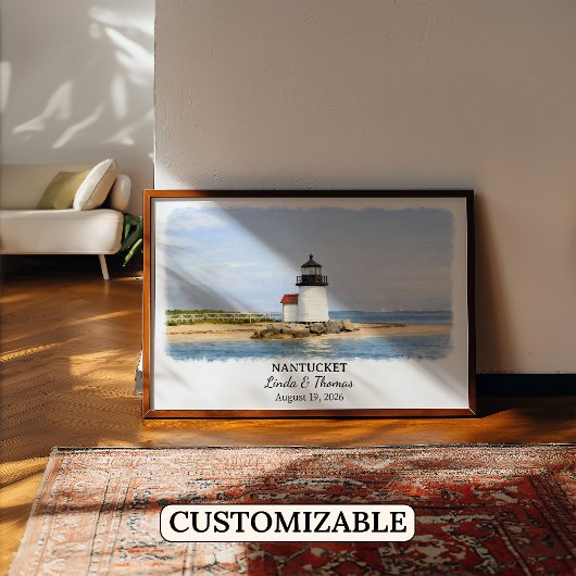 Affiche de Nantucket Massachusetts, Aquarelle, Sur