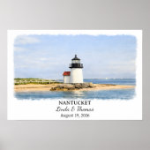 Affiche de Nantucket Massachusetts, Aquarelle, Sur (Devant)