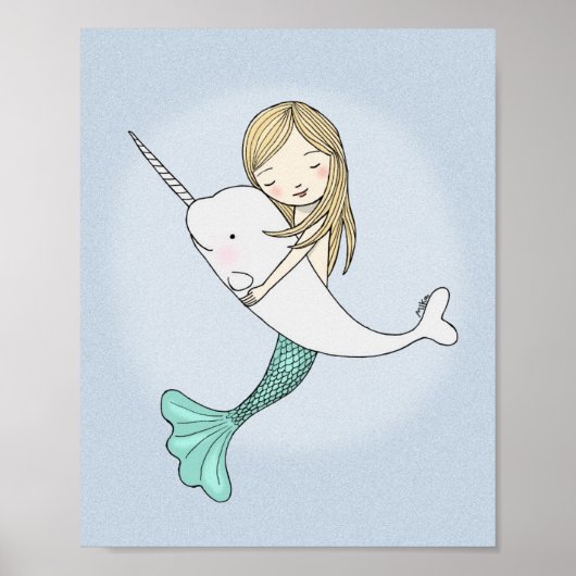 Affiche de Narval Sirène Décoration de mur nautiqu (Devant)