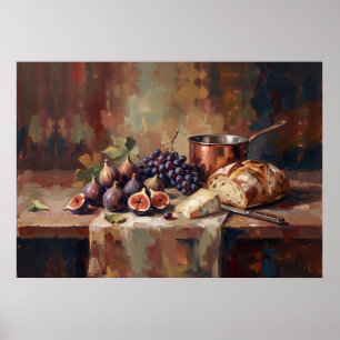 Affiche de nature morte au pain de figues