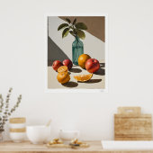 Affiche de nature morte de citrons avec bouteille (Cuisine)