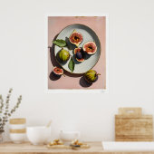 Affiche de nature morte de figues sur une assiette (Cuisine)
