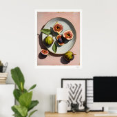 Affiche de nature morte de figues sur une assiette (Bureau à domicile)