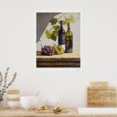 Affiche de nature morte de vin et de raisins (Cuisine)