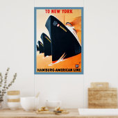 Affiche de navire de Hambourg à New York 1927 (Cuisine)