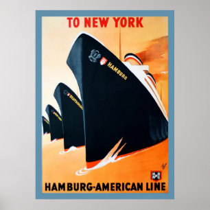 Affiche de navire de Hambourg à New York 1927