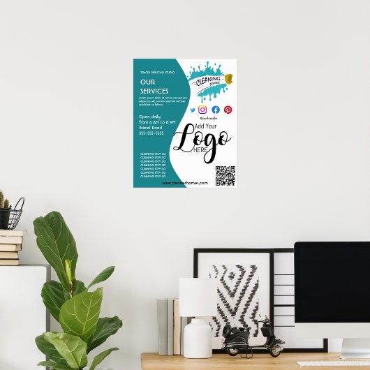 affiche de nettoyage STUDIO affiche prospectus (Bureau à domicile)