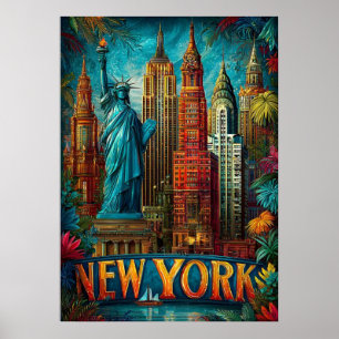 affiche de new york city, nyc skyline art, manhatt