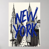 affiche de new york city, nyc skyline art, manhatt (Devant)