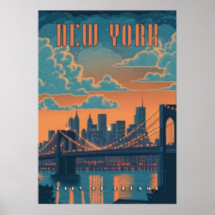 affiche de new york city, nyc skyline art, manhatt
