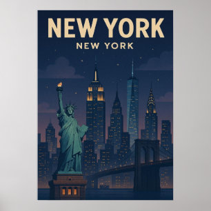 affiche de new york city, nyc skyline art, manhatt